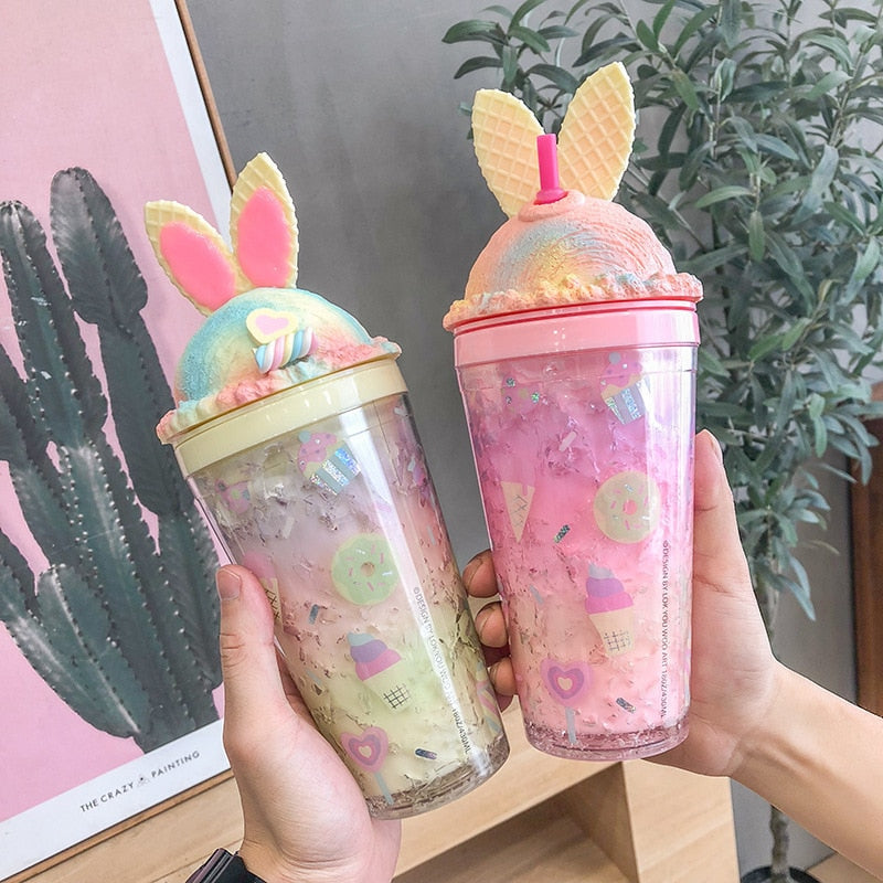 Gradient Kawaii Bunny Ears Water Cup