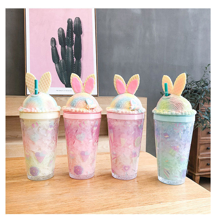 Gradient Kawaii Bunny Ears Water Cup