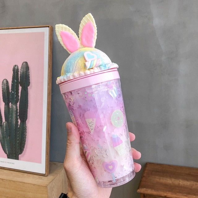 Gradient Kawaii Bunny Ears Water Cup