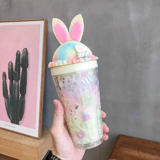 Gradient Kawaii Bunny Ears Water Cup