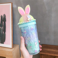 Gradient Kawaii Bunny Ears Water Cup