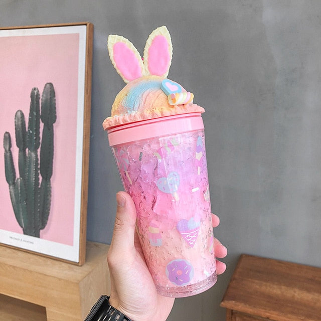 Gradient Kawaii Bunny Ears Water Cup