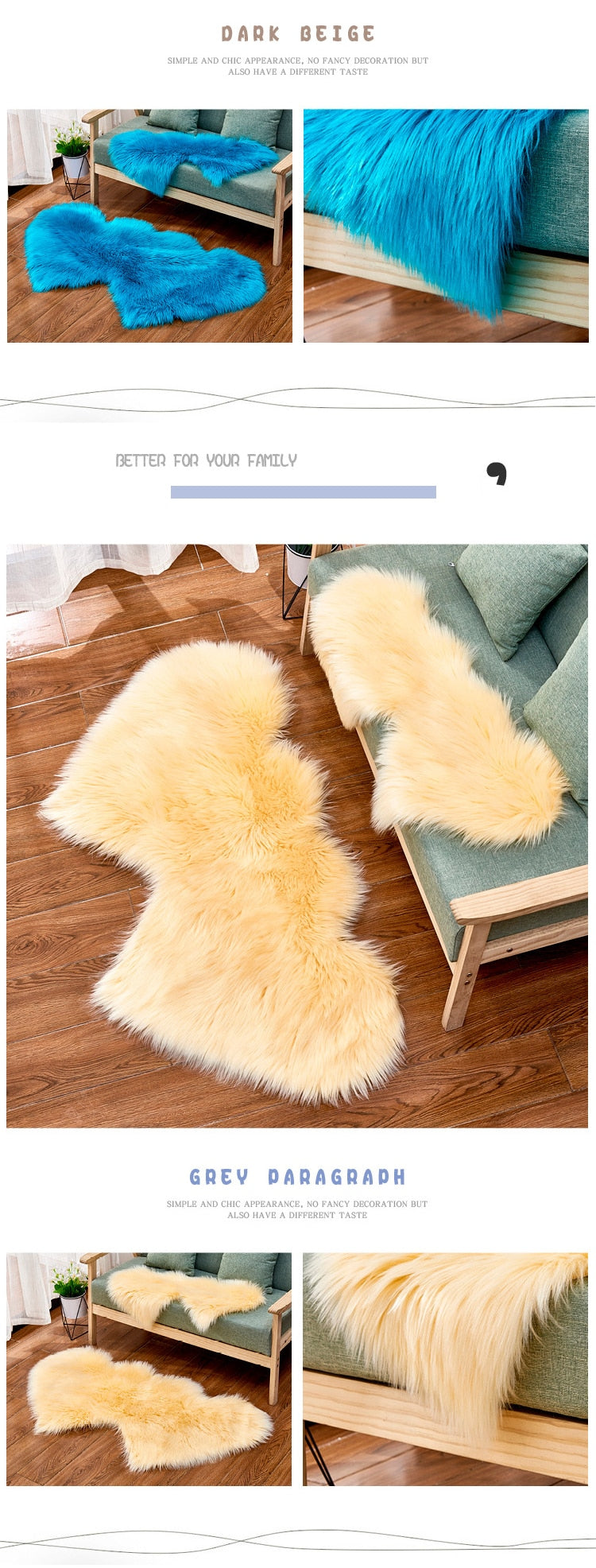 Heart Faux Fur Fluffy Carpet Rugs