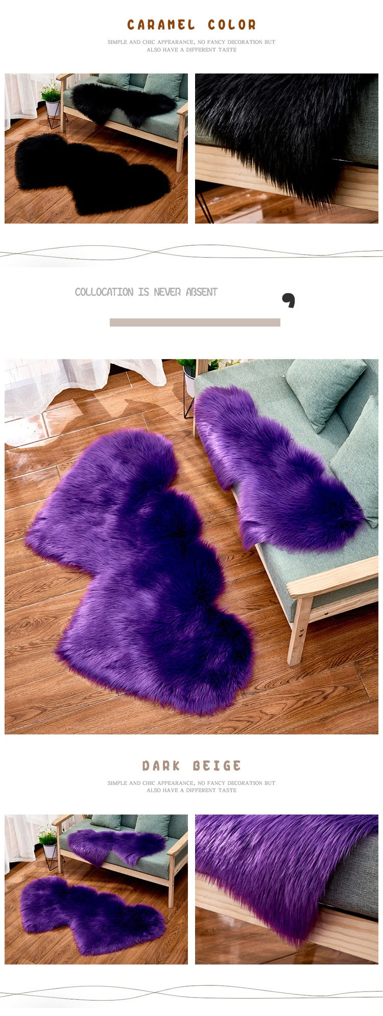 Heart Faux Fur Fluffy Carpet Rugs