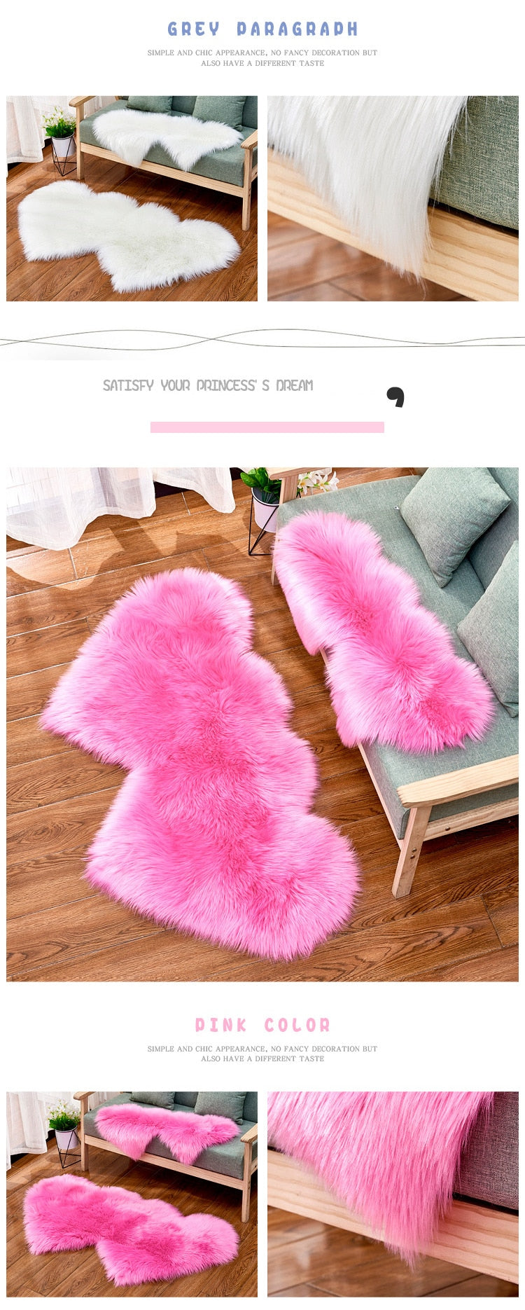 Heart Faux Fur Fluffy Carpet Rugs