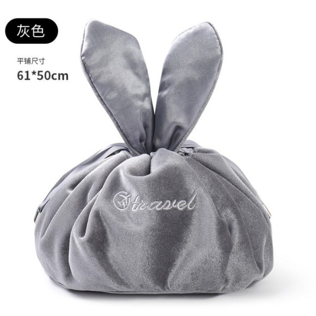 Kawaii Rabbit Ear Flannel Lazy Cosmetic Bag