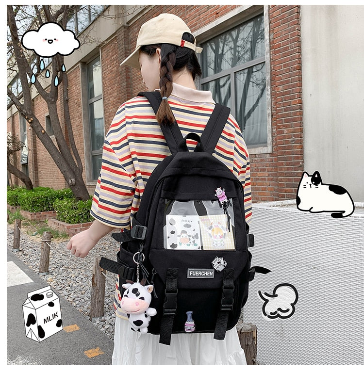 Kawaii Cow Toy Girls Harajuku Backpack