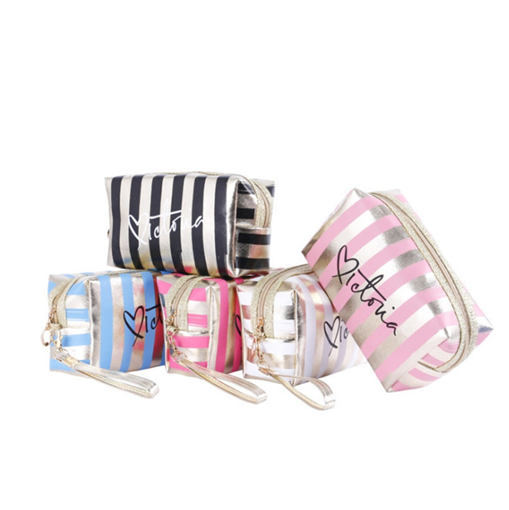 Pink Stripe Cosmetic Bag