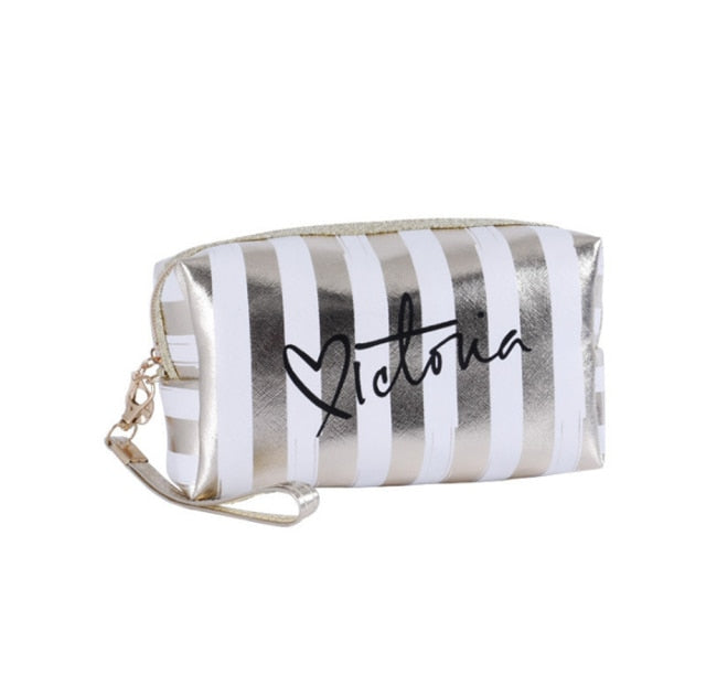 Pink Stripe Cosmetic Bag