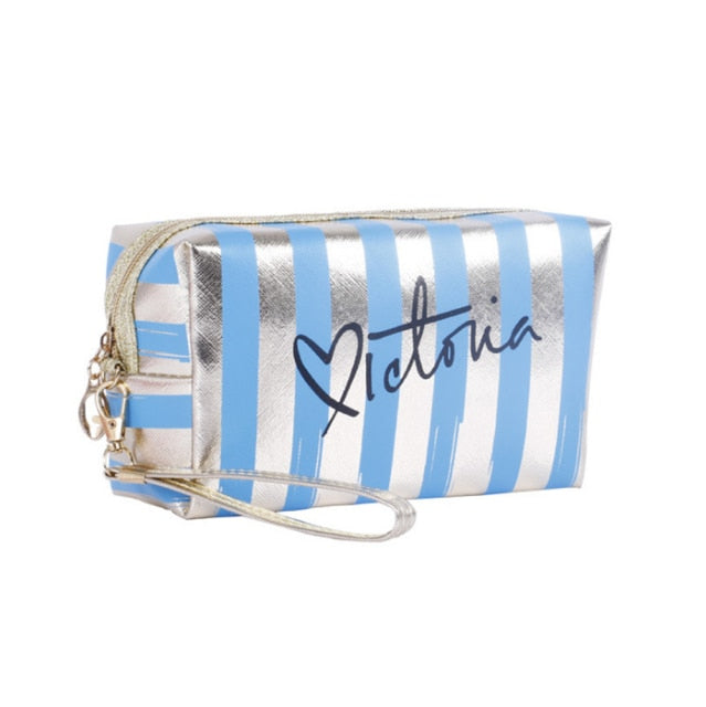 Pink Stripe Cosmetic Bag