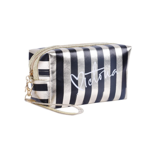 Pink Stripe Cosmetic Bag