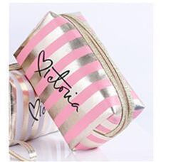 Pink Stripe Cosmetic Bag