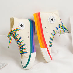 Harajuku Rainbow High Top Sneakers Canvas