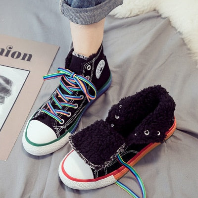 Harajuku Rainbow High Top Sneakers Canvas