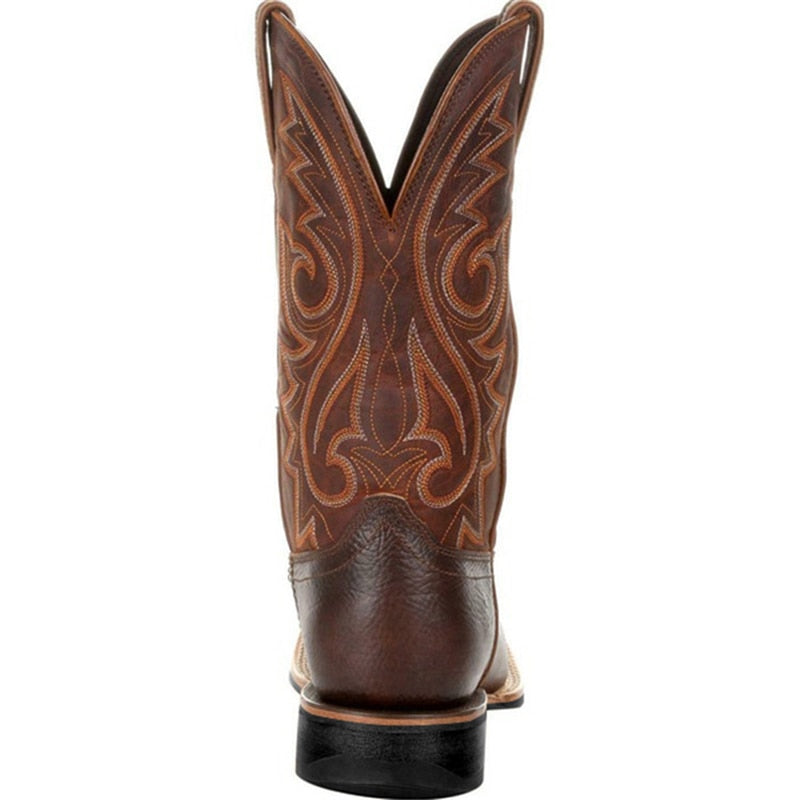 Mens Embroidered Retro Western Cowboy Boots Plus Size