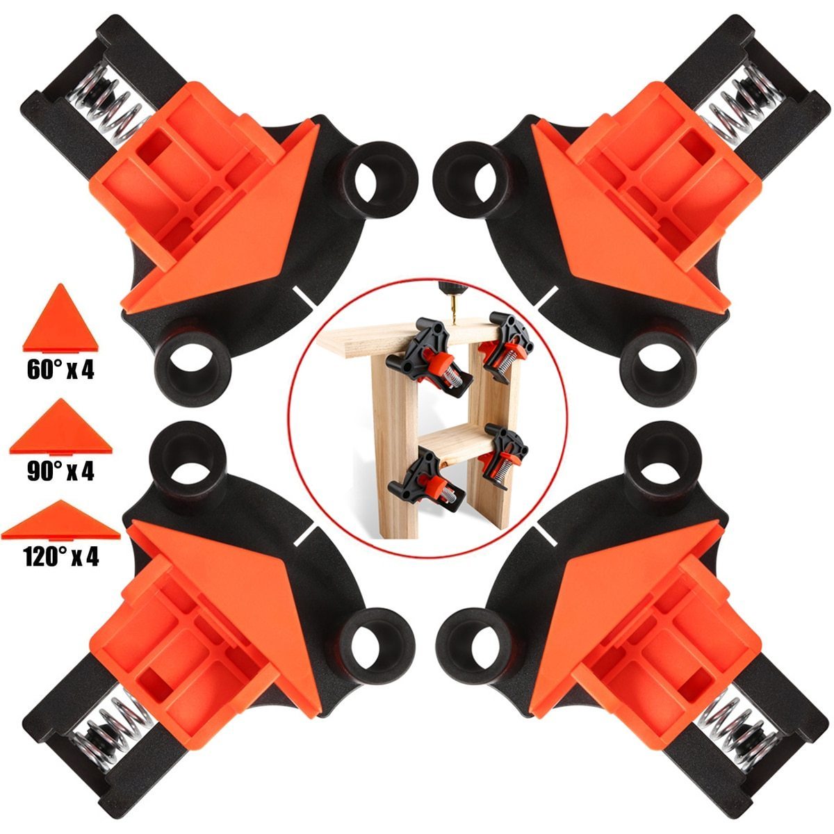 Professional Corner Clamp Set (4 Pieces + Free 60° & 120° Heads)