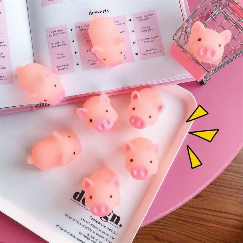 10 Stück Kawaii rosa Schweinchen-Quetschspielzeug