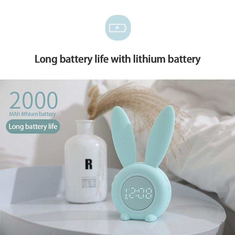 Cute Rabbit Timer Night Light Silicone Clock