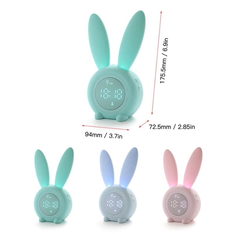 Cute Rabbit Timer Night Light Silicone Clock