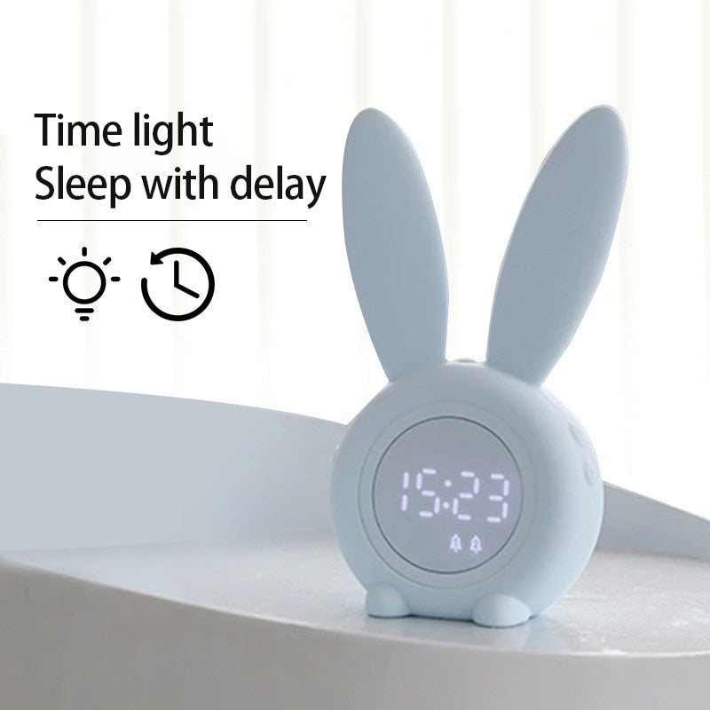 Lindo reloj de silicona con luz nocturna y temporizador de conejo