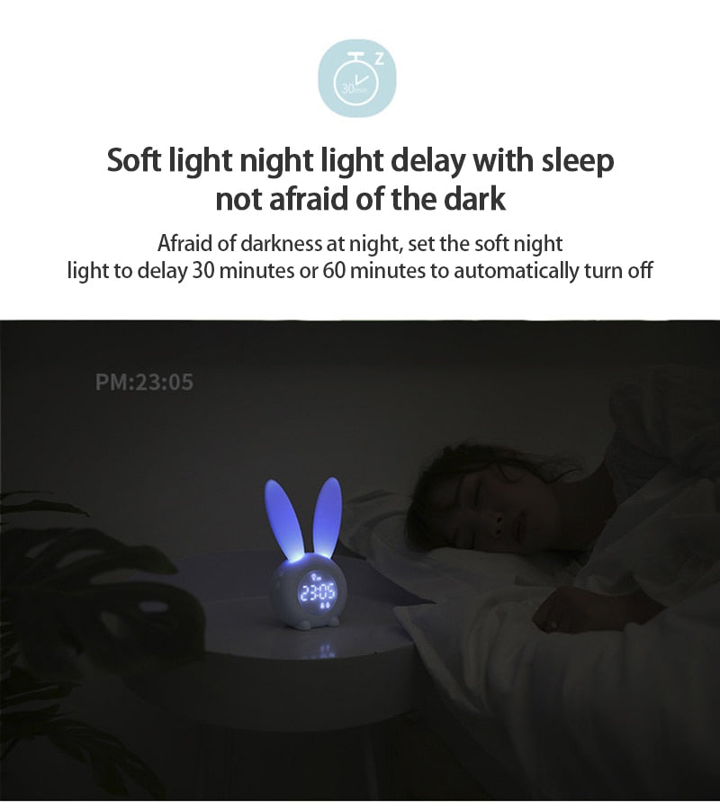 Cute Rabbit Timer Night Light Silicone Clock