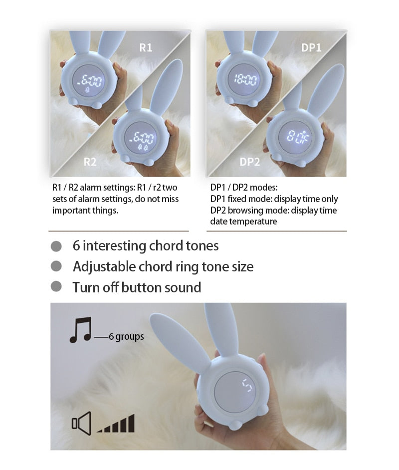 Niedliche Kaninchen-Timer-Nachtlicht-Silikonuhr