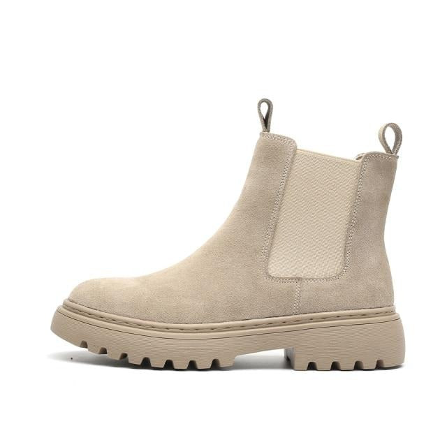 Women Suede Leather Circle Chelsea Boots