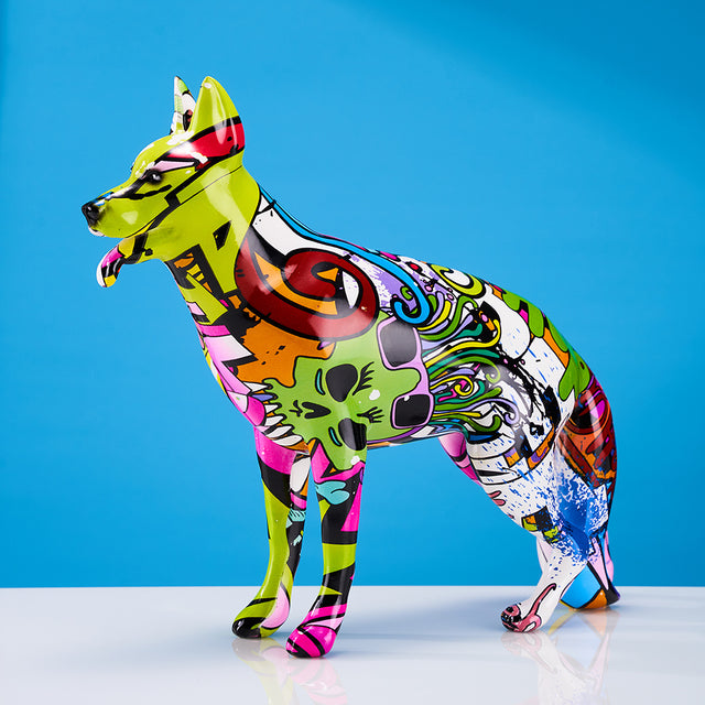 ArtZ® Deutsche Schäferhund-Graffiti-bemalte Statue