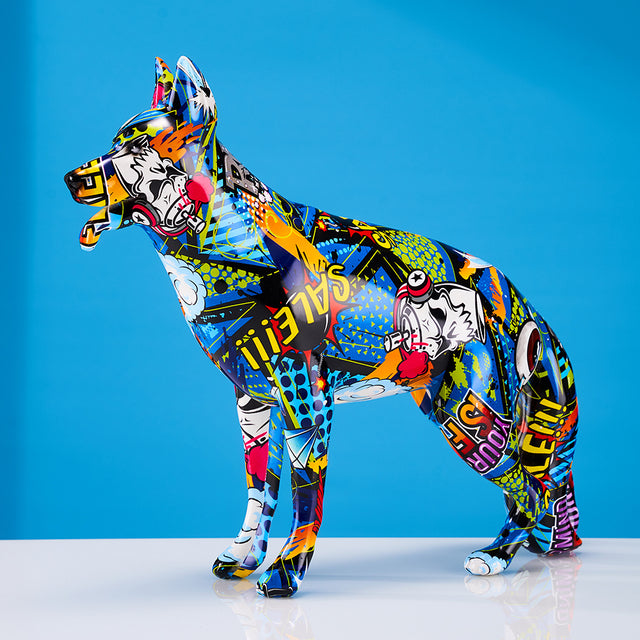 ArtZ® Deutsche Schäferhund-Graffiti-bemalte Statue