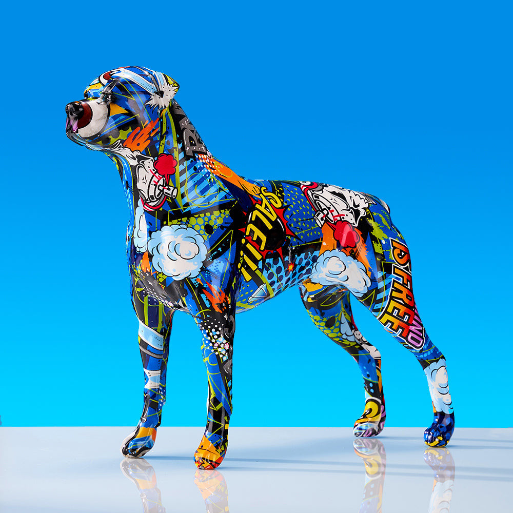 ArtZ® Rottweiler Graffiti bemalte Statue