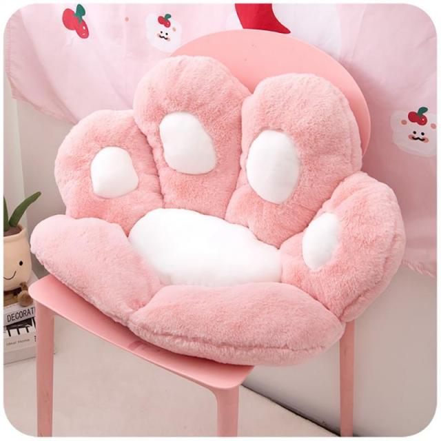 Almohada de felpa con cojín de pata de gato Kawaii