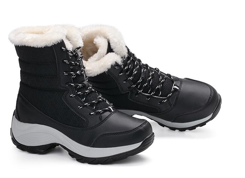 Waterproof Winter Plush Velvet Lace-up Boots