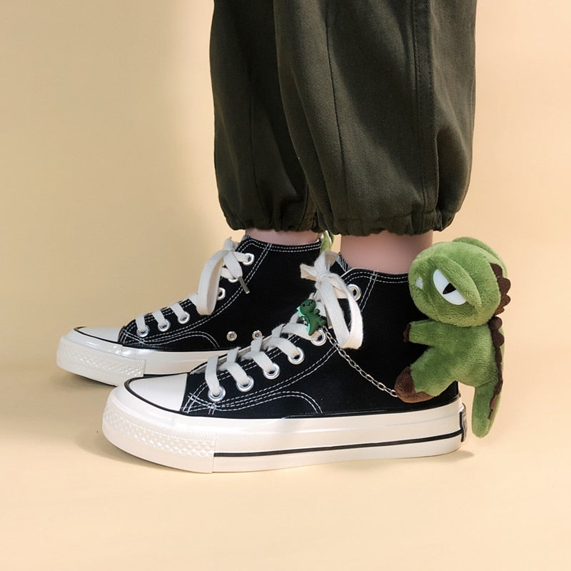 Zapatos de lona con diseño de dinosaurios de anime