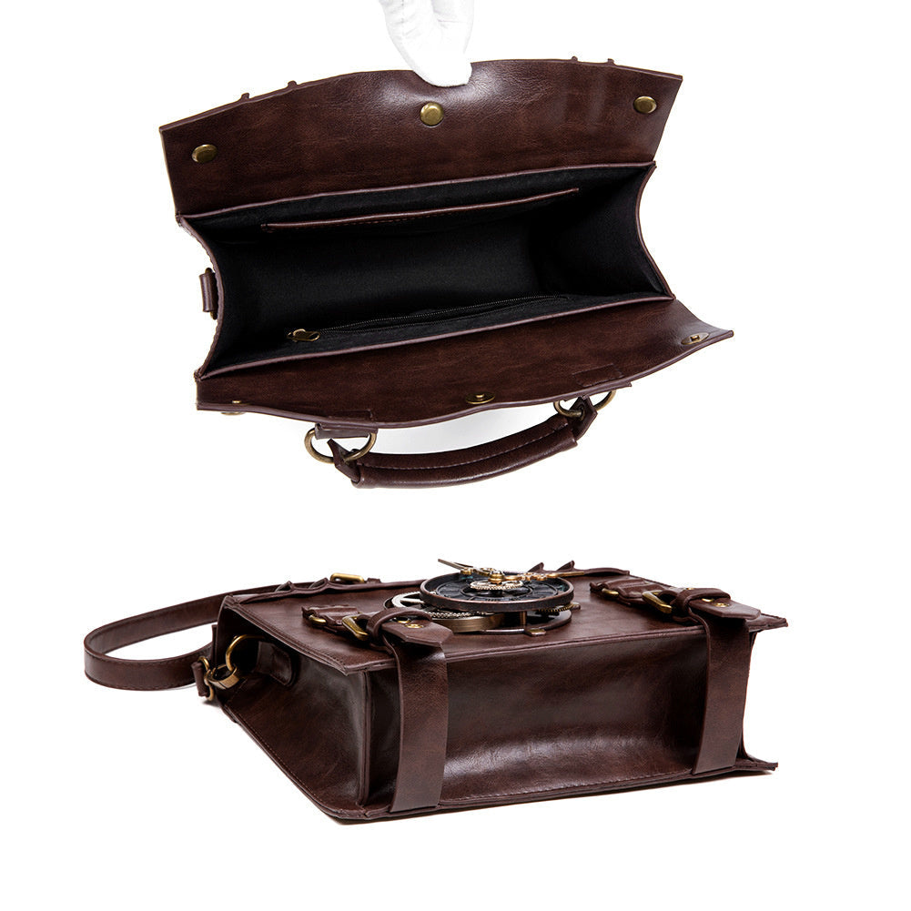 Steampunk Leather Messenger Bag