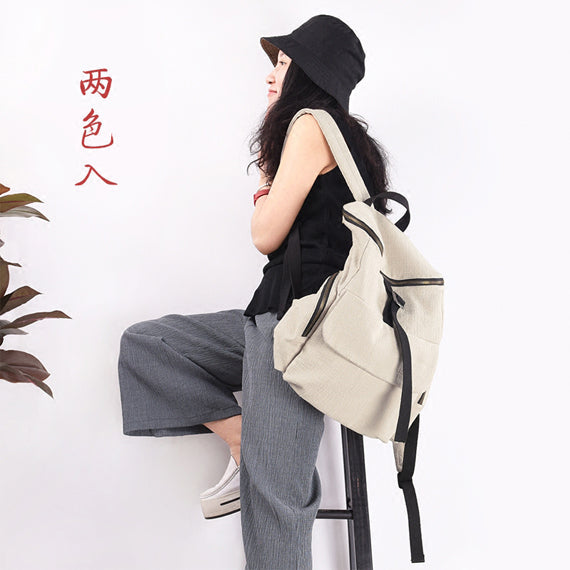 Großer, schlichter Damen-Rucksack, Canvas-Umhängetasche