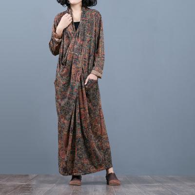 Retro Chest Cross-Slim Thin Long Sleeve Dress For Women