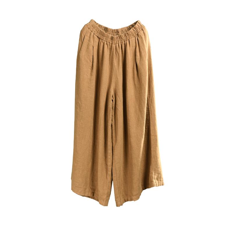 Retro Cotton Linen Women Casual Wide Leg Pants