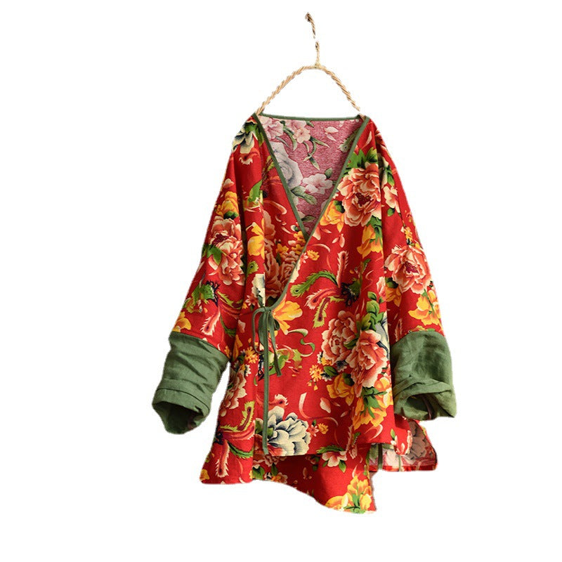 Retro Floral Women Spring Cotton Coat