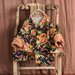 Retro Floral Women Spring Cotton Coat