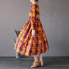 Retro Loose Totem Print Cotton Linen Dress