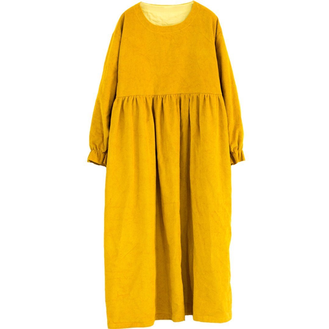 Ruffled-Sleeve Solid Oversized Dress - Bright Yellow