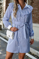 Casual Style Long Sleeve Shirt Dress