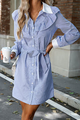 Casual Style Long Sleeve Shirt Dress