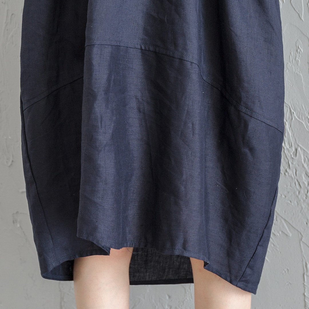 Simple Linen Comfortable High-Low Dress S-4XL