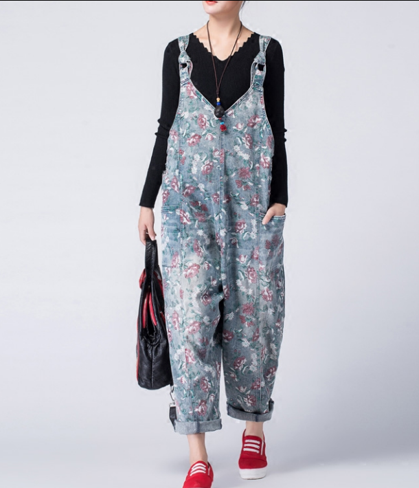 Casual Spring Summer Denim Overall Loose  Women Jumpsuits QYCQ05164