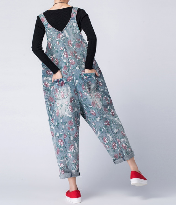 Casual Spring Summer Denim Overall Loose  Women Jumpsuits QYCQ05164