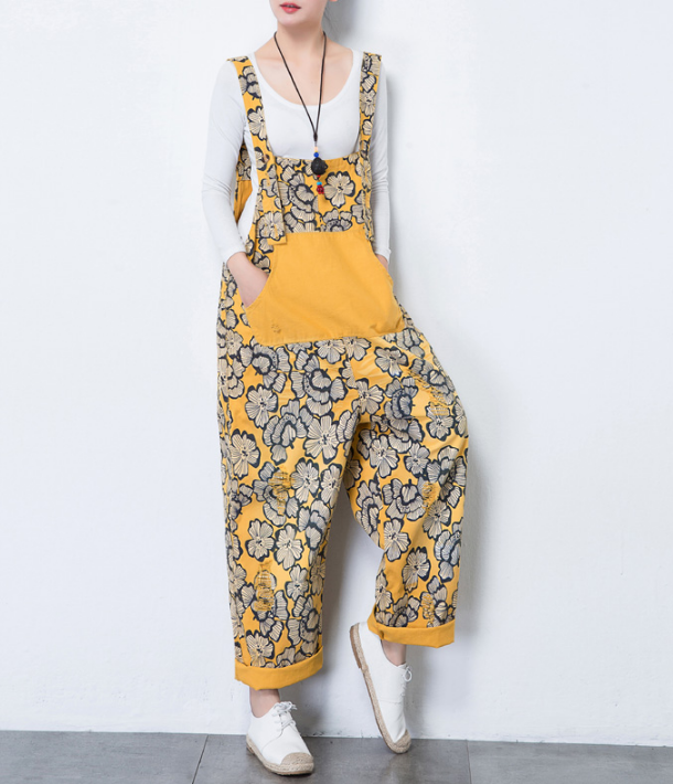 Casual Spring Summer Cotton Overall Loose  Women Jumpsuits QYCQ05163