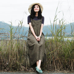 Green Summer Women Jumpsuits Linen Women Overall DYP9756