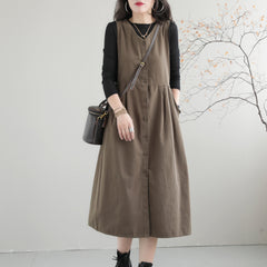 Sleeveless Summer Autumn Loose Casual Cotton Dress