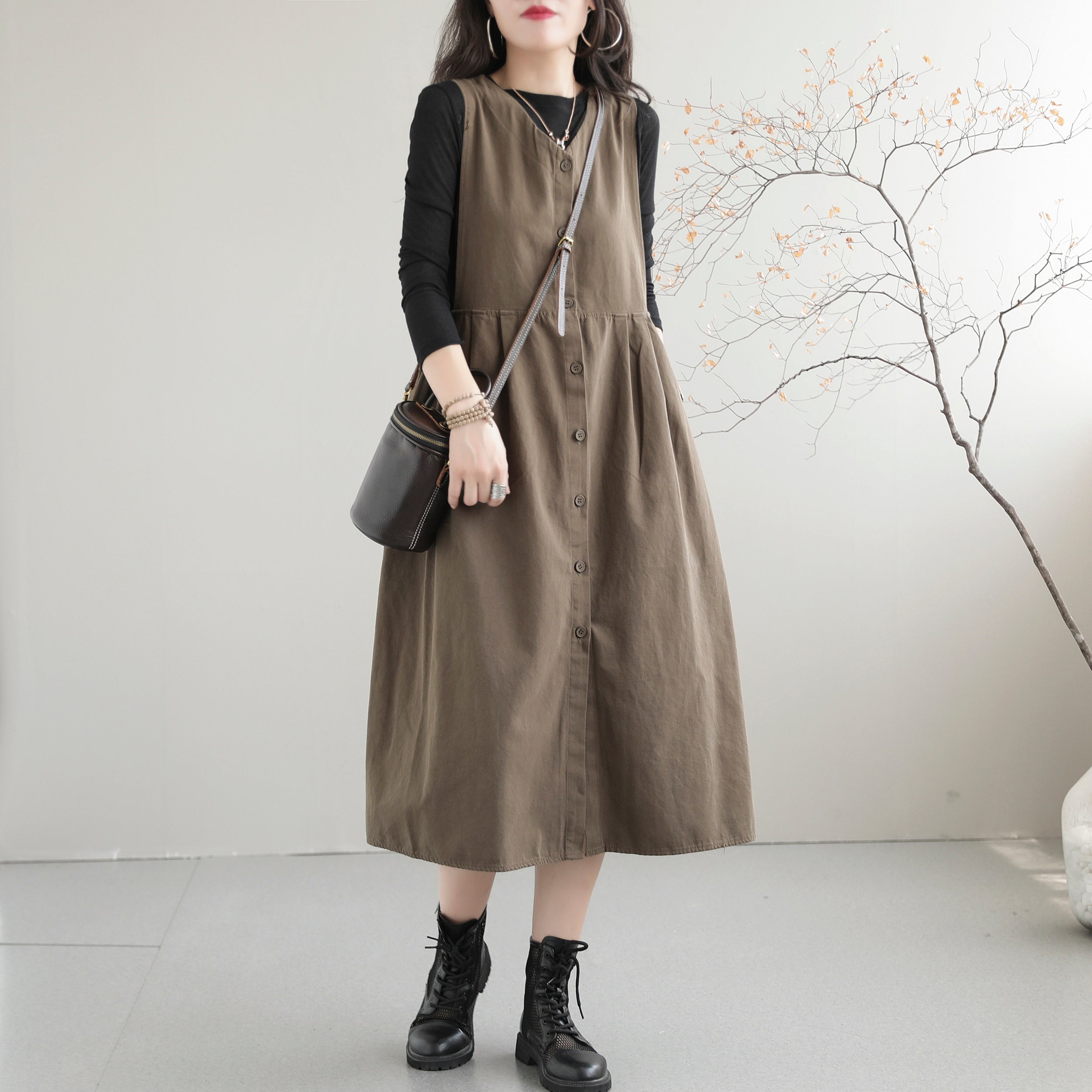 Sleeveless Summer Autumn Loose Casual Cotton Dress